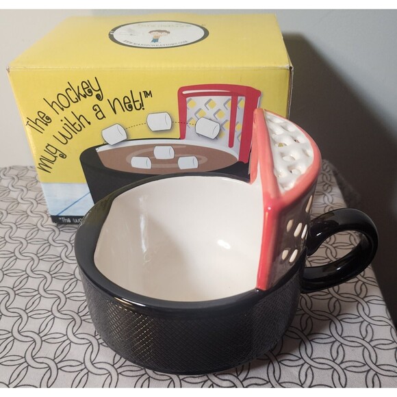 The Hockey Mug w/ Net. Max'is Creations NEW Play With Your Cocoa and Soup. - Picture 1 of 3